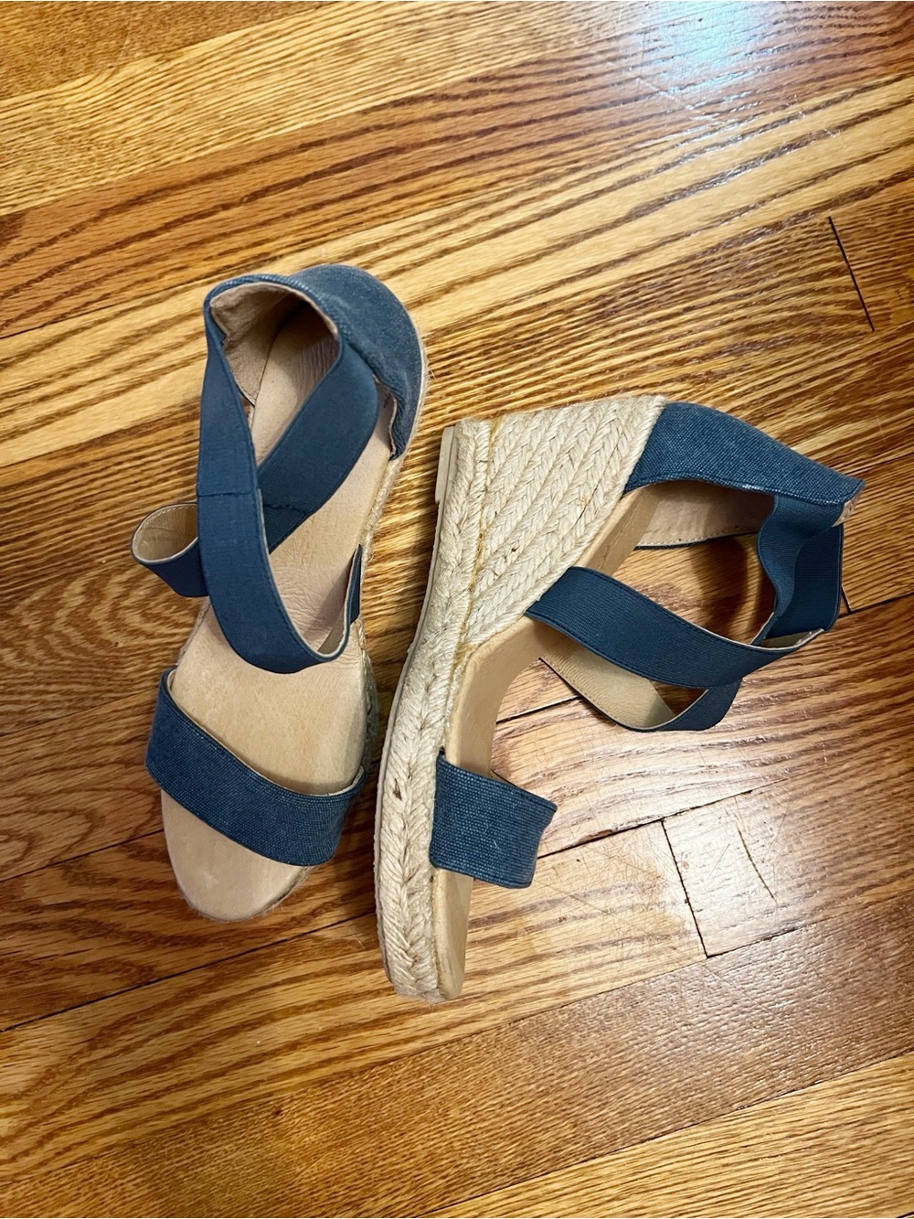Cordani Enright Espadrille Wedge Sandals Womens 38 Blue Chambray Open Toe Shoe